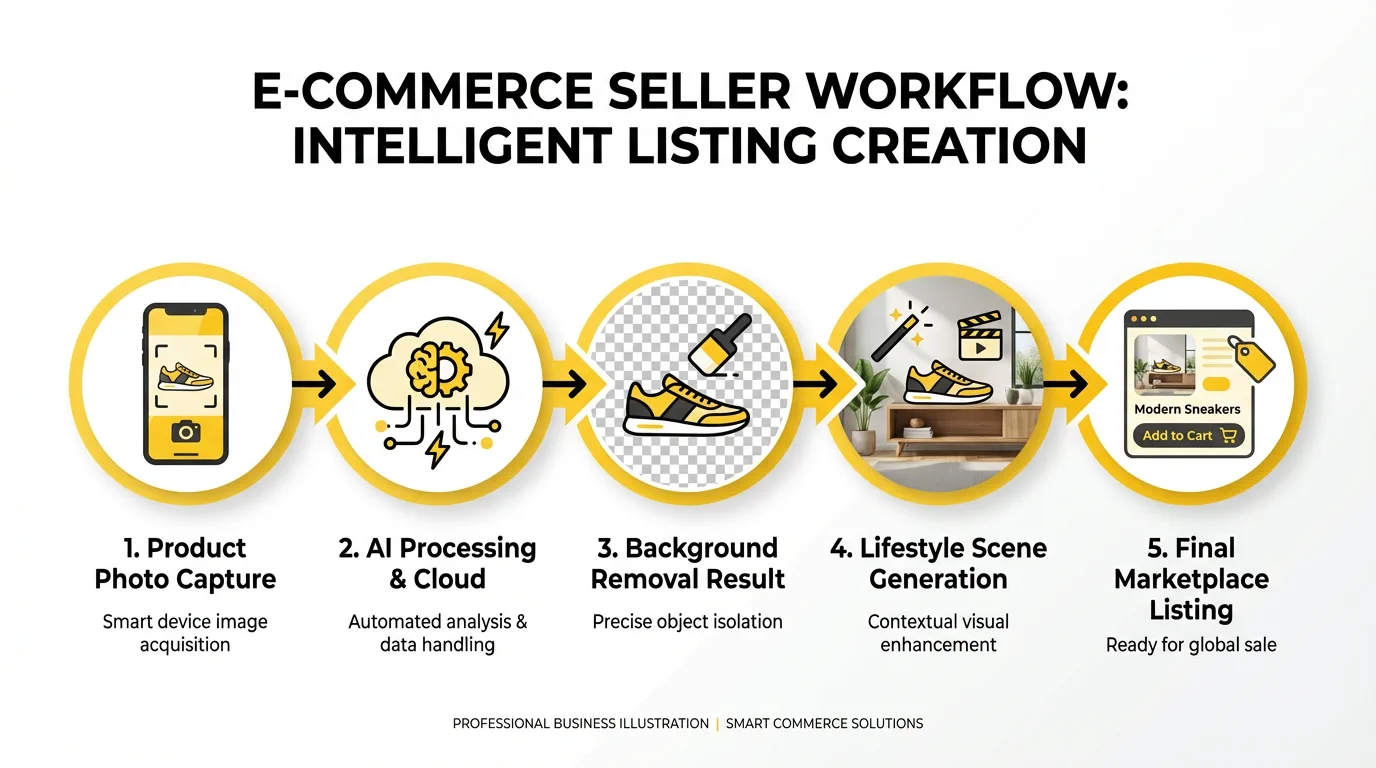 E-commerce seller workflow using AI photography tools